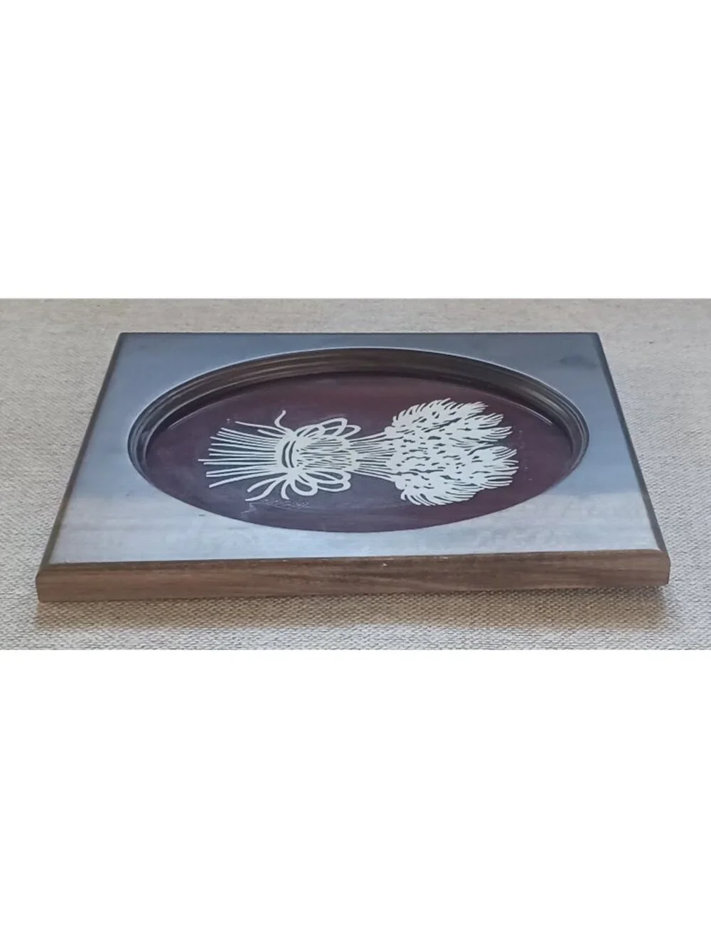Vintage Wood Frame Folk Art Scherenschnitte Paper Scissor Cut Wheat Sheaf MCM‎